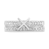 0.80t 14k White Gold Diamond Semi-mount Ring 2-pc for 1.00Center