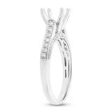 0.39ct 14k White Gold Diamond Semi-mount Ring for 1.50ct Center