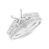 0.73ct 14k White Gold Diamond Semi-mount Ring 2-pc for 1.50ct Center