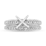 0.73ct 14k White Gold Diamond Semi-mount Ring 2-pc for 1.50ct Center