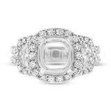 2.30ct 18k White Gold Diamond Semi-mount Ring for 9x9mm Center