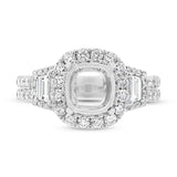 1.65ct 18k White Gold Diamond Semi-mount Ring for 8x8mm Center