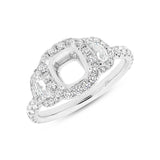 1.25ct 18k White Gold Diamond Semi-mount Ring for 7x7mm Center