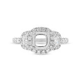 1.25ct 18k White Gold Diamond Semi-mount Ring for 7x7mm Center