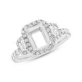 1.25ct 18k White Gold Diamond Semi-mount Ring for 8x6mm Center