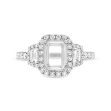 1.25ct 18k White Gold Diamond Semi-mount Ring for 8x6mm Center