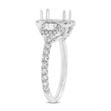1.25ct 18k White Gold Diamond Semi-mount Ring for 8x6mm Center