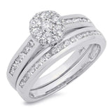 0.76ct 14k White Gold Diamond Cluster Wedding Set Size 8