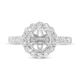 0.74ct 18k White Gold Diamond Semi-mount Ring for 2.00ct Center