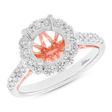 0.74ct 18k Two-tone Rose Gold Diamond Semi-mount Ring for 2.00ct Center