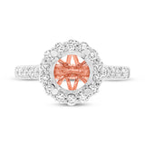 0.74ct 18k Two-tone Rose Gold Diamond Semi-mount Ring for 2.00ct Center