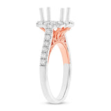 0.74ct 18k Two-tone Rose Gold Diamond Semi-mount Ring for 2.00ct Center