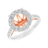 0.86ct 18k Two-tone Rose Gold Diamond Semi-mount Ring for 3.00ct Center Size 6.5