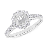 0.58ct 18k White Gold Diamond Semi-mount Ring for 0.75ct Center