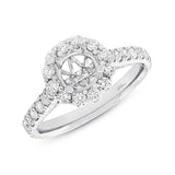 0.68ct 18k White Gold Diamond Semi-mount Ring for 1.00ct Center