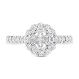 0.68ct 18k White Gold Diamond Semi-mount Ring for 1.00ct Center