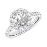 0.80ct 18k White Gold Diamond Semi-mount Ring for 1.50ct Center