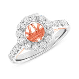 0.80ct 18k Two-tone Rose Gold Diamond Semi-mount Ring for 1.50ct Center