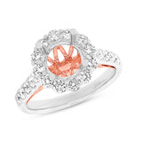 1.02ct 18k Two-tone Rose Gold Diamond Semi-mount Ring for 2.00ct Center