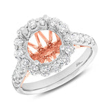 1.15ct 18k Two-tone Rose Gold Diamond Semi-mount Ring for 3.00ct Center