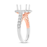 1.15ct 18k Two-tone Rose Gold Diamond Semi-mount Ring for 3.00ct Center