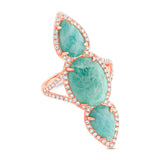 0.56ct Diamond & 9.45ct Amazonite 14k Rose Gold Ring