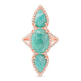 0.56ct Diamond & 9.45ct Amazonite 14k Rose Gold Ring