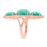 0.56ct Diamond & 9.45ct Amazonite 14k Rose Gold Ring