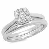 0.37ct 14k White Gold Diamond Cluster Wedding Set