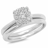0.53ct 14k White Gold Diamond Cluster Wedding Set