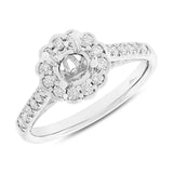 0.39ct 18k White Gold Diamond Semi-mount Ring for 0.50ct Center Size 6