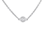 0.05ct 14k White Gold 16" Diamond Bezel Pendant