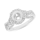 0.55ct 14k White Gold Diamond Semi-mount Ring for 1.25ct Center Size 6