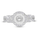 0.55ct 14k White Gold Diamond Semi-mount Ring for 1.25ct Center Size 6
