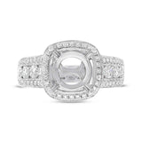 1.54ct 18k White Diamond Semi-mount Ring for 3.00ct Center