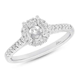 0.27ct 18k White Gold Diamond Semi-mount Ring for 0.50ct Center Size 6.5