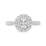 0.58ct 18k White Gold Diamond Semi-mount Ring for 1.50ct Center Size 6.5