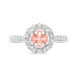 0.58ct 18k Two-tone Rose Gold Diamond Semi-mount Ring for 1.50ct Center