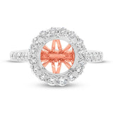 0.86ct 18k Two-tone Rose Gold Diamond Semi-mount Ring for 3.00ct Center