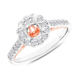 0.39ct 18k Two-tone Rose Gold Diamond Semi-mount Ring for 0.50ct Center Size 6.5