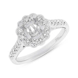 0.63ct 18k White Gold Diamond Semi-mount Ring for 0.75ct Center Size 6.5