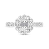 0.63ct 18k White Gold Diamond Semi-mount Ring for 0.75ct Center Size 6.5