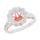 0.79ct 18k Two-tone Rose Gold Diamond Semi-mount Ring for 1.50ct Center Size 6.5