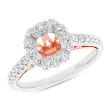 0.59ct 18k Two-tone Rose Gold Diamond Semi-mount Ring for 1.00ct Center