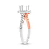 0.59ct 18k Two-tone Rose Gold Diamond Semi-mount Ring for 1.00ct Center