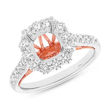 1.01ct 18k Two-tone Rose Gold Diamond Semi-mount Ring for 2.00ct Center