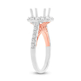 1.01ct 18k Two-tone Rose Gold Diamond Semi-mount Ring for 2.00ct Center