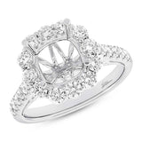 1.08ct 18k White Gold Diamond Semi-mount Ring for 3.00ct Center