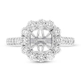 1.08ct 18k White Gold Diamond Semi-mount Ring for 3.00ct Center