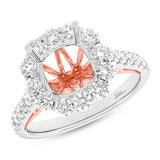 1.08ct 18k Two-tone Rose Gold Diamond Semi-mount Ring for 3.00ct Center